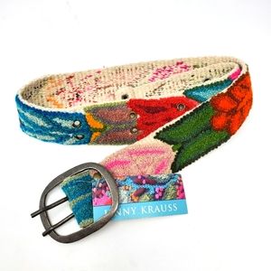 Nwt Jenny Krauss wool hand woven floral belt